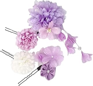 髪飾り成人式 和風 和装 浴衣 人気 卒業式 和装 結婚式 七五三 パーティー 謝恩会 お正月 花火大会 花 ドライフラワー 髪留め ヘアアクセサリー (パープル)