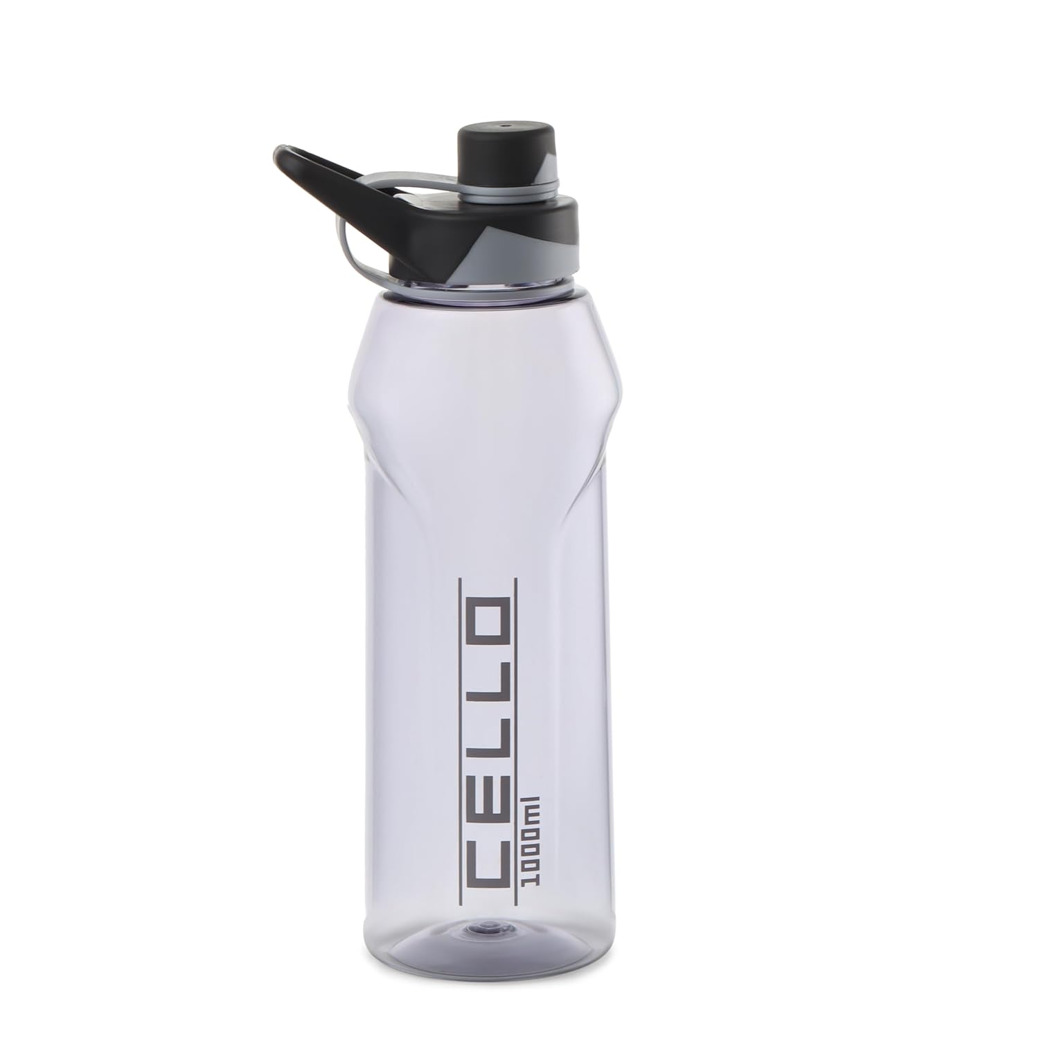 CELLO Fitbe Sipper Cap Water Bottle, 1000ml Black Grey | Food Grade, Leakproof, Easy to Carry | Sipper Drinking Water Bottle For Gym | Perfect For Fitness, Office, School, Sports & Outdoor Hydration