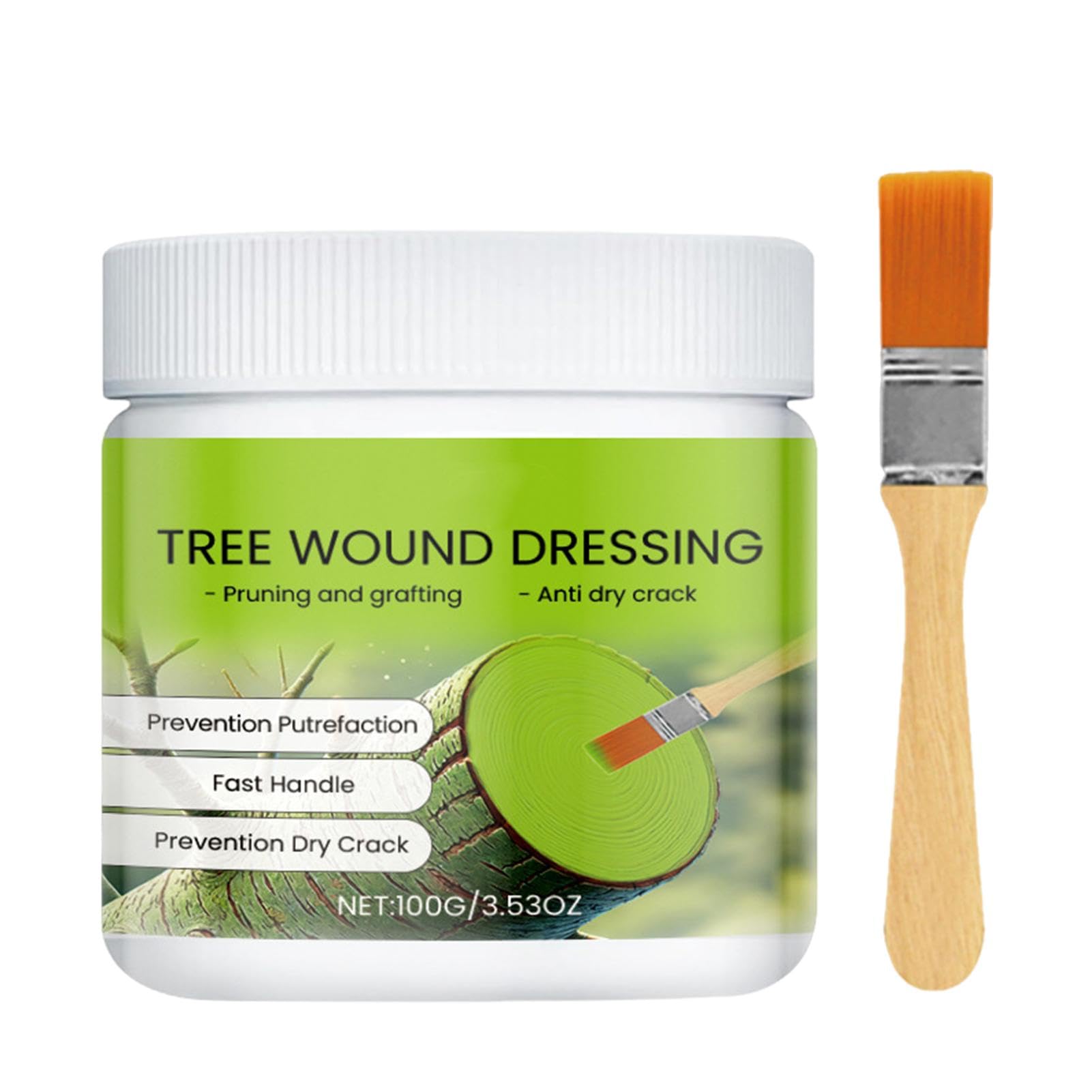 Tree Wound Dressing - Plant Grafting Repair Sealer,Professional Tree Wound Pruning Sealer, 100g Tree Wound Dressing with Brush