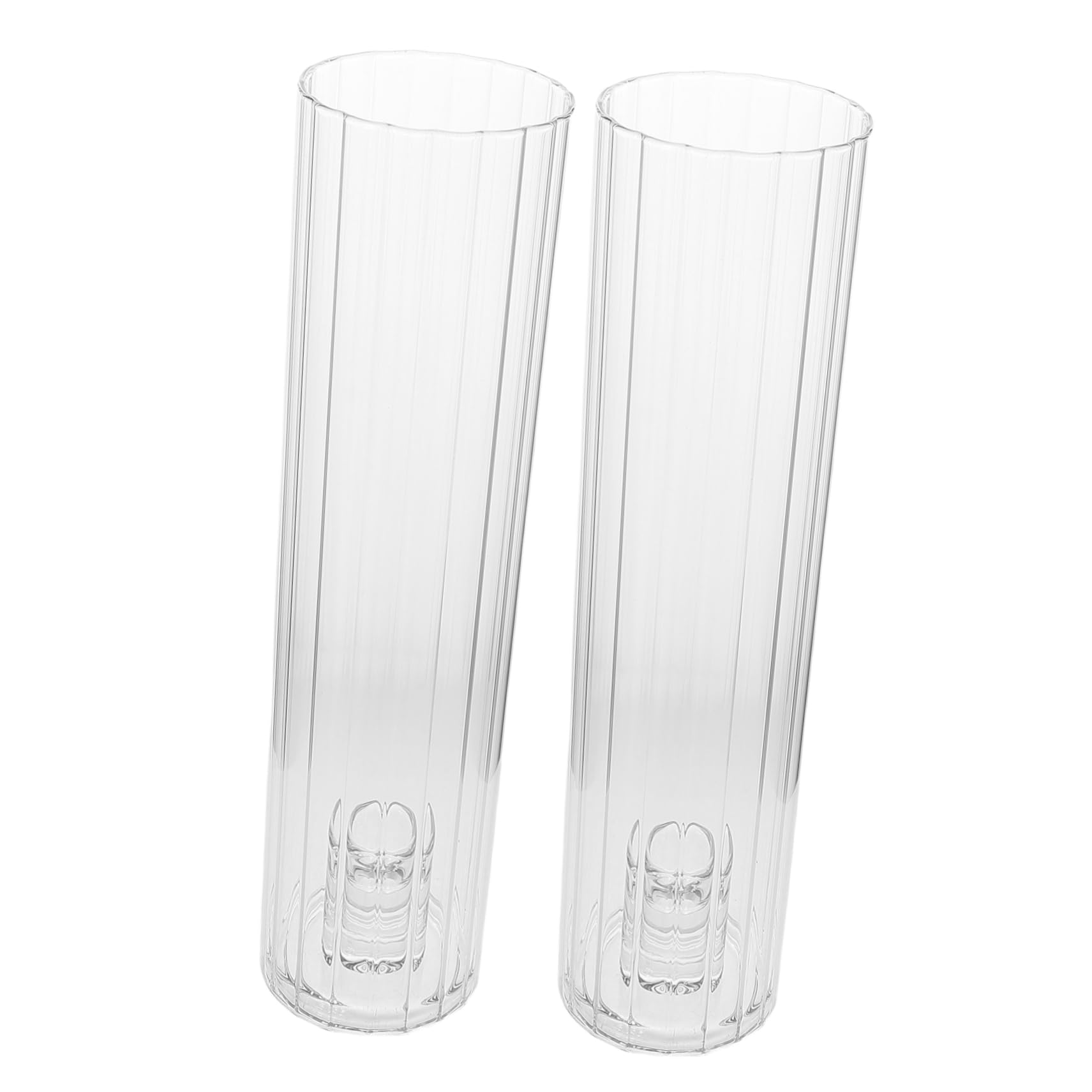 Ciieeo 2 Sets Hurricane Candle Holder: Clear Sleeve Bottomless Glass Cylinder Candleholder - Tall Open Ended Chimney Tube Striped Cover Shade for Table Centerpiece Wedding
