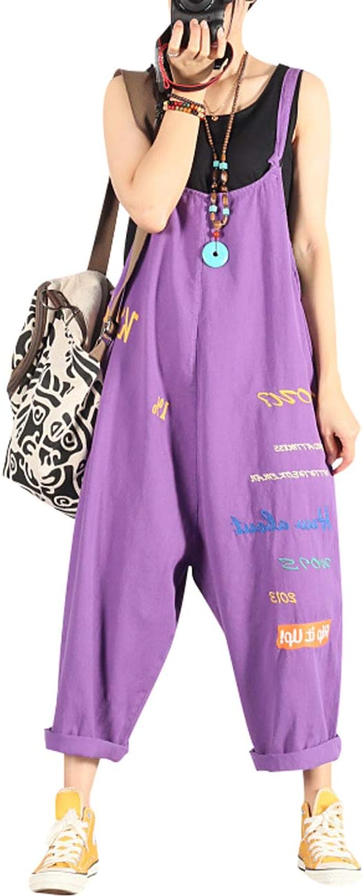 Women's Adjustable Strap Drop Crotch Denim Overalls Jumpsuits Rompers