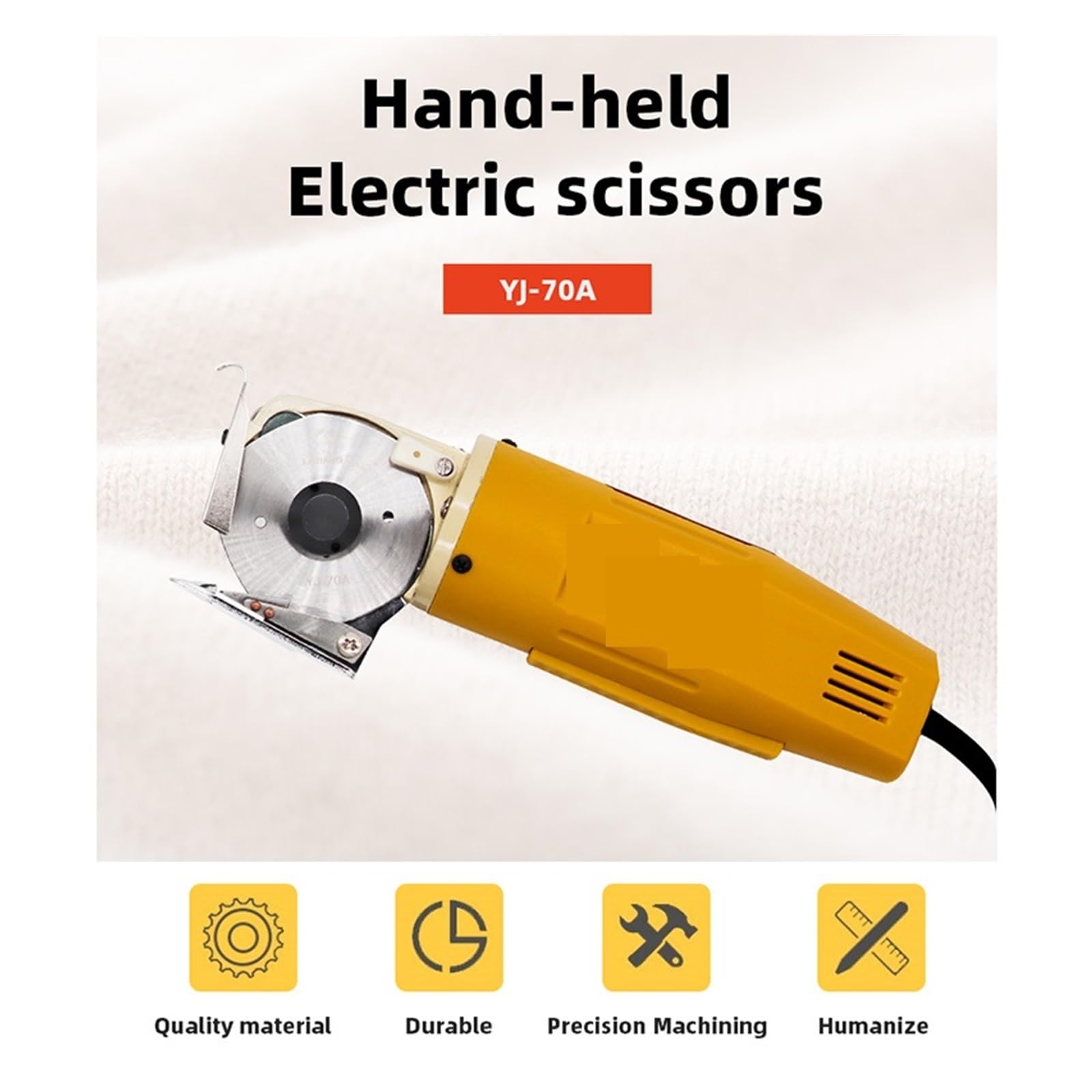 Obrotowa maszyna do cięcia, Nożyczki elektryczne nożyce do cięcia tkanin zestaw maszyn narzędzia tnące na ubrania tkanina skórzana 70mm 170W