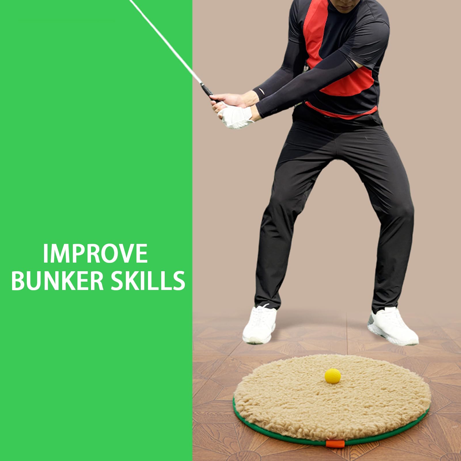 Golf Practice Bunker Hitting Mat, Sand Trap Trainer with Shallow, Golf Chipping Mat, Sports Training Chipping Training Simulator for Backyard Indoor Living Room Outdoor Yard Courtyard