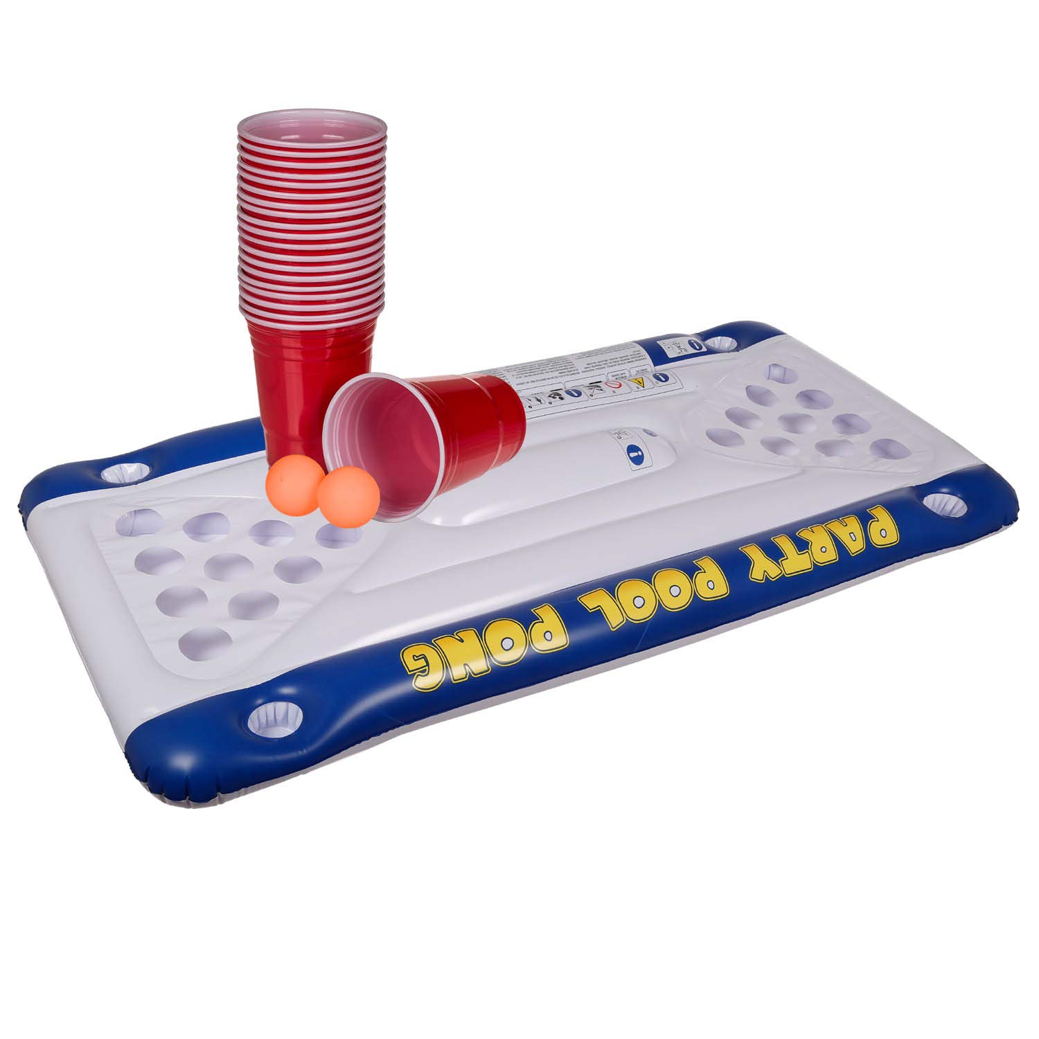 Out of the Blue 91/4025 Pool Pong Game Air Mattress Approx. 152 x 76 x 15 cm Includes 20 Plastic Cups and 2 Ping Pong Balls in Gift Box