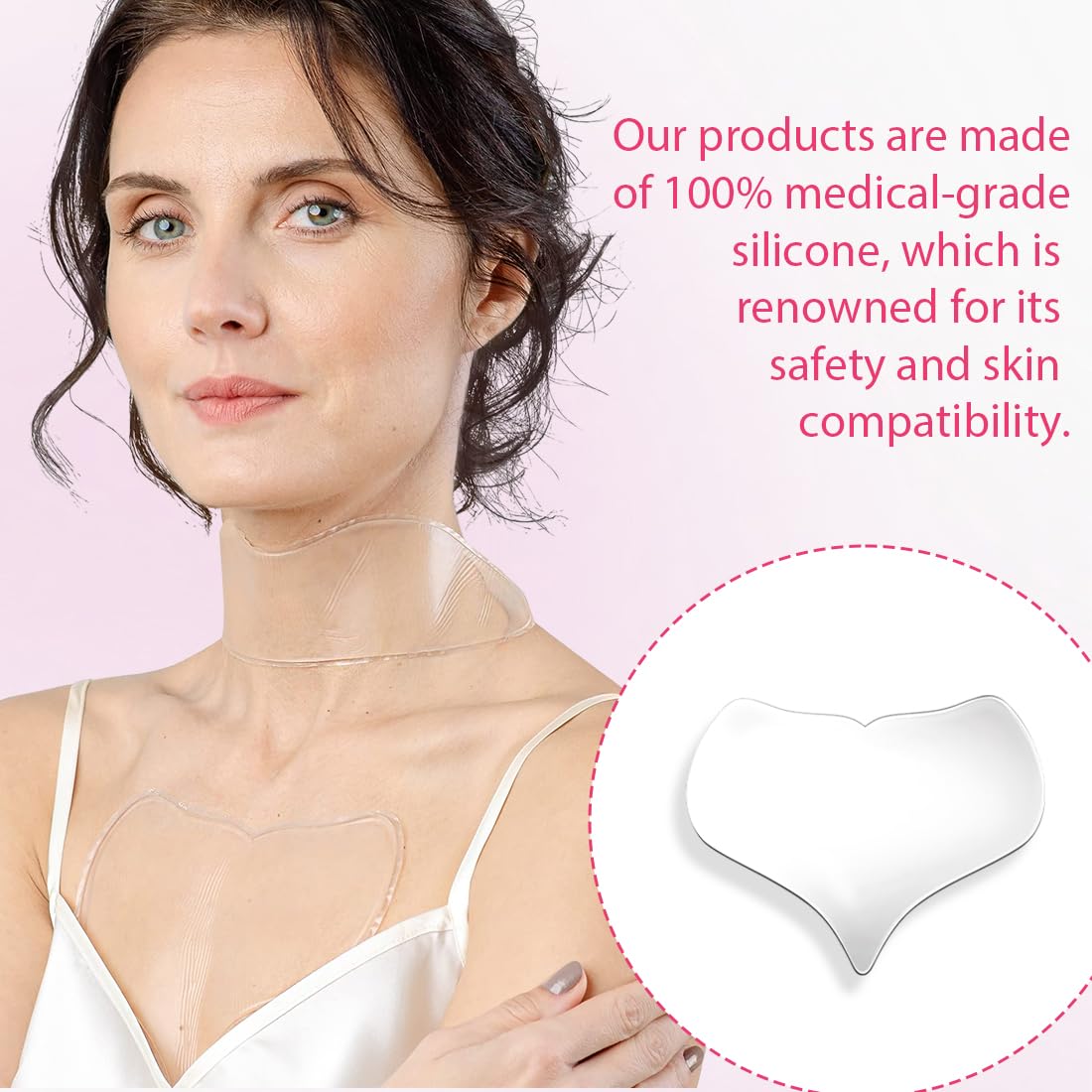 2 Pezzi Cuscinetti per Petto in Silicone, Tamponi Antirughe del Torace, Cerotto Silicone, Copricapezzoli Silicone, Cerotti Antirughe in Silicone Riutilizzabili, per Donne Ragazze