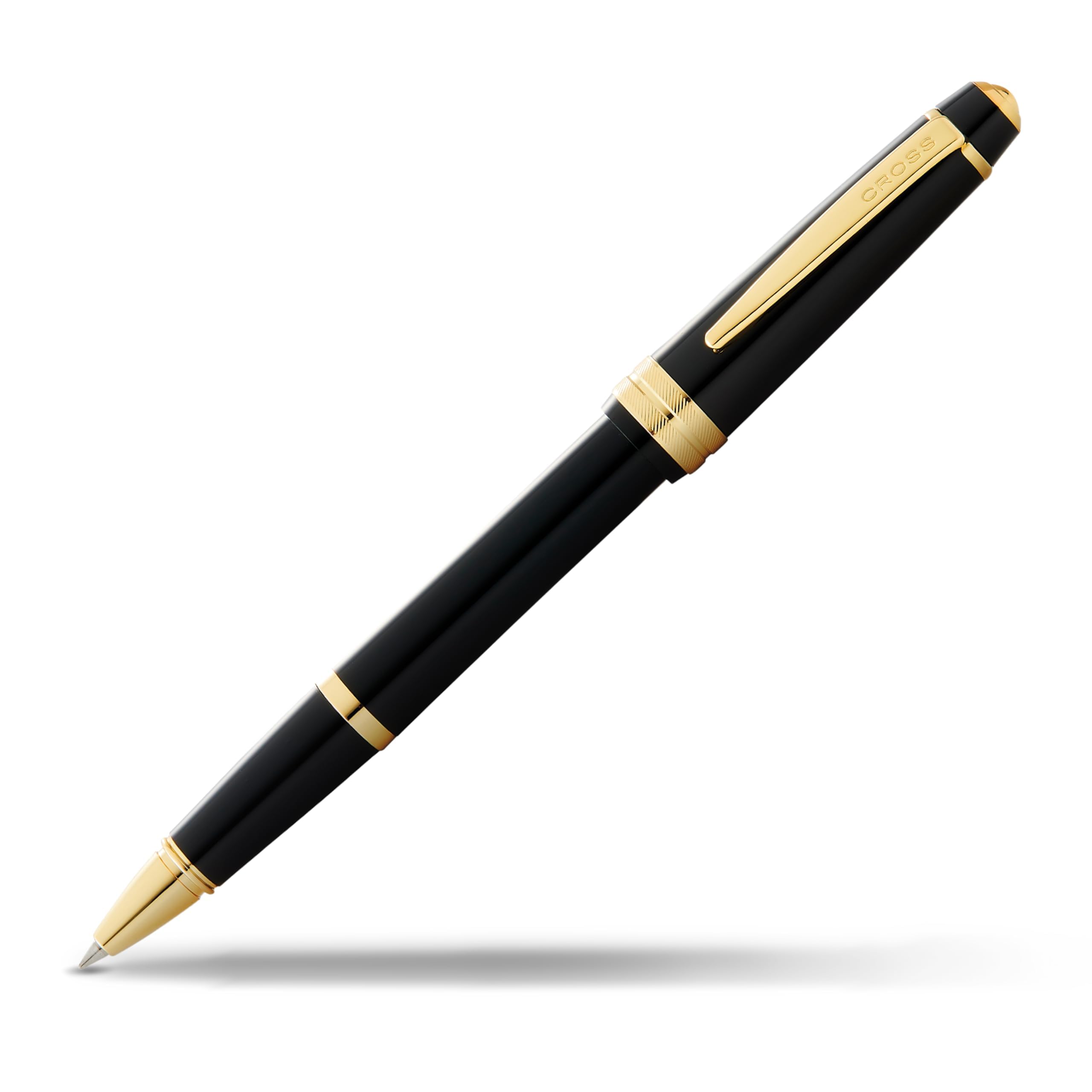 Bailey Light Polished Black Resin and Gold Tone Rollerball Pen AT0745-9