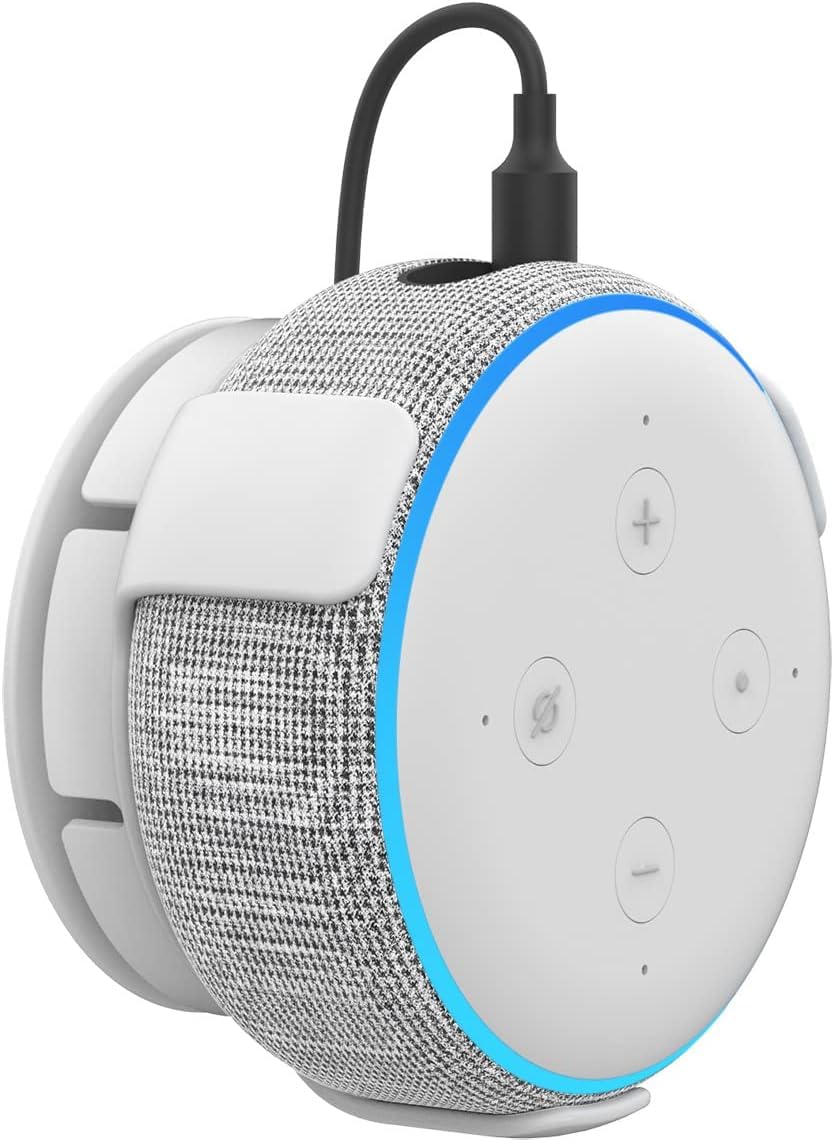 Soporte de pared PT62-E para Echo Dot 3 blanco que evita caídas de altavoces y cables sueltos 8