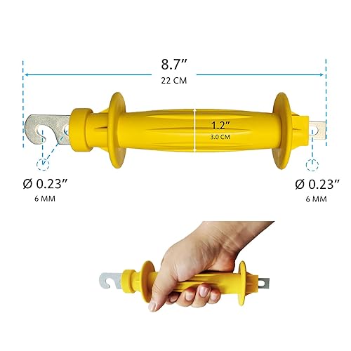 Miniatura 5 de QMARK Paquete de 8 puertas de goma eléctricas para cerca, manijas de resorte de valla eléctrica, mango de plástico aislado, manija de puerta de goma