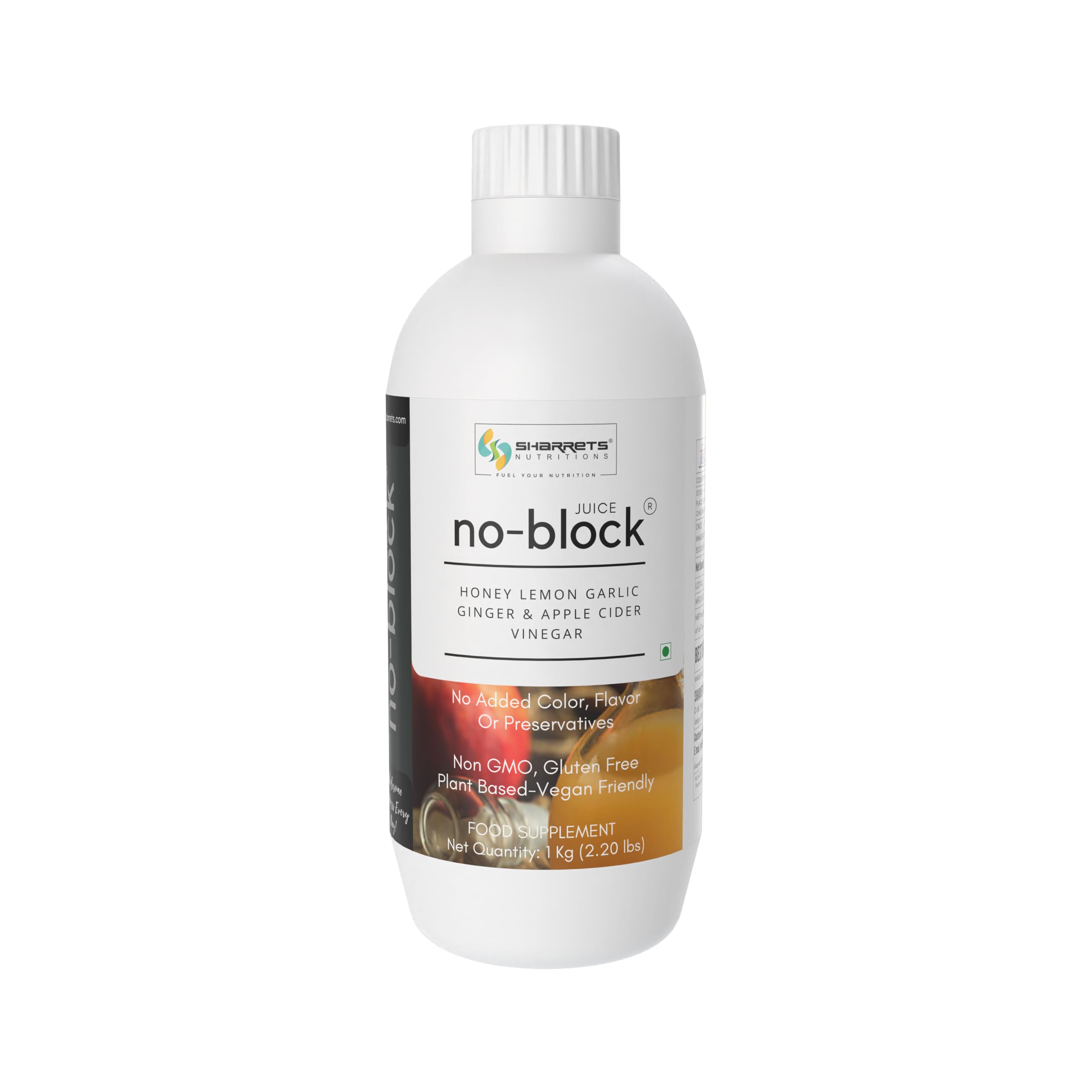 Sharrets No Block Juice 1Kg I Apple Cider Vinegar Garlic Ginger Lemon & Honey Blend – No Added Color, Flavor Or Preservatives