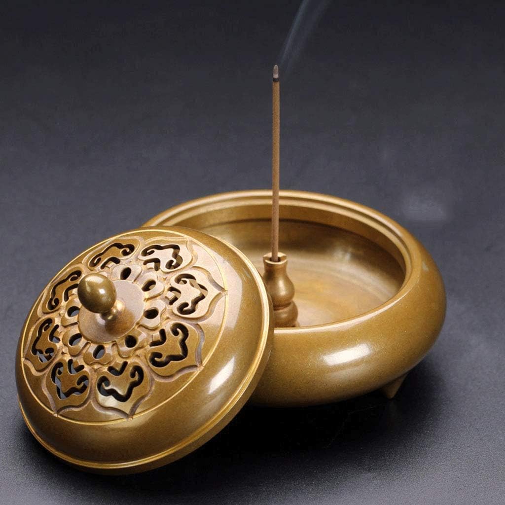 Incense Burner，Home Décor Holders Burner Copper Household Antique Disc Sandalwood Furnace