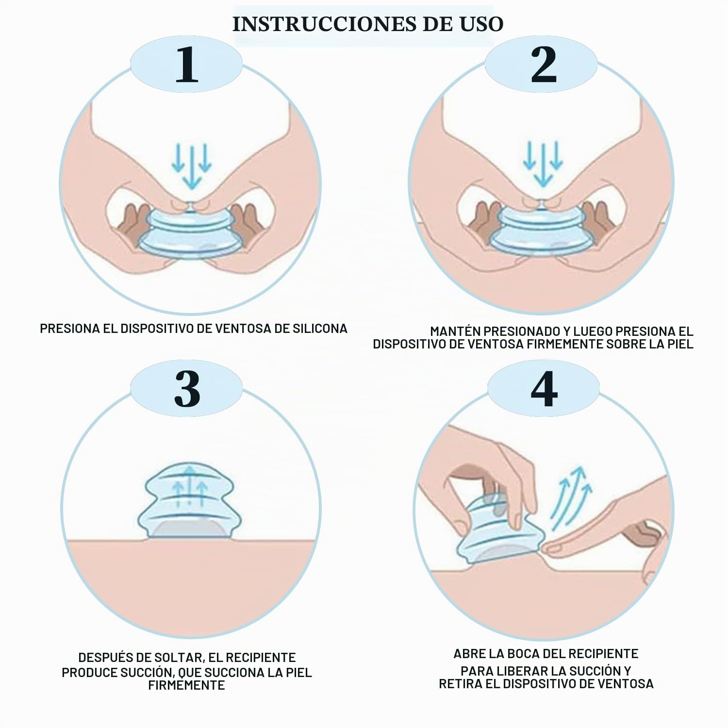 4 Piezas Ventosas De Silicona Al Vacío, Copas De Vacío para Celulitis Alivio, Copas Masaje Celulitis, Silicona Translúcida, 4 Tamaños, para Aliviar Dolor, Aliviar Presión, Cuidado Corporal