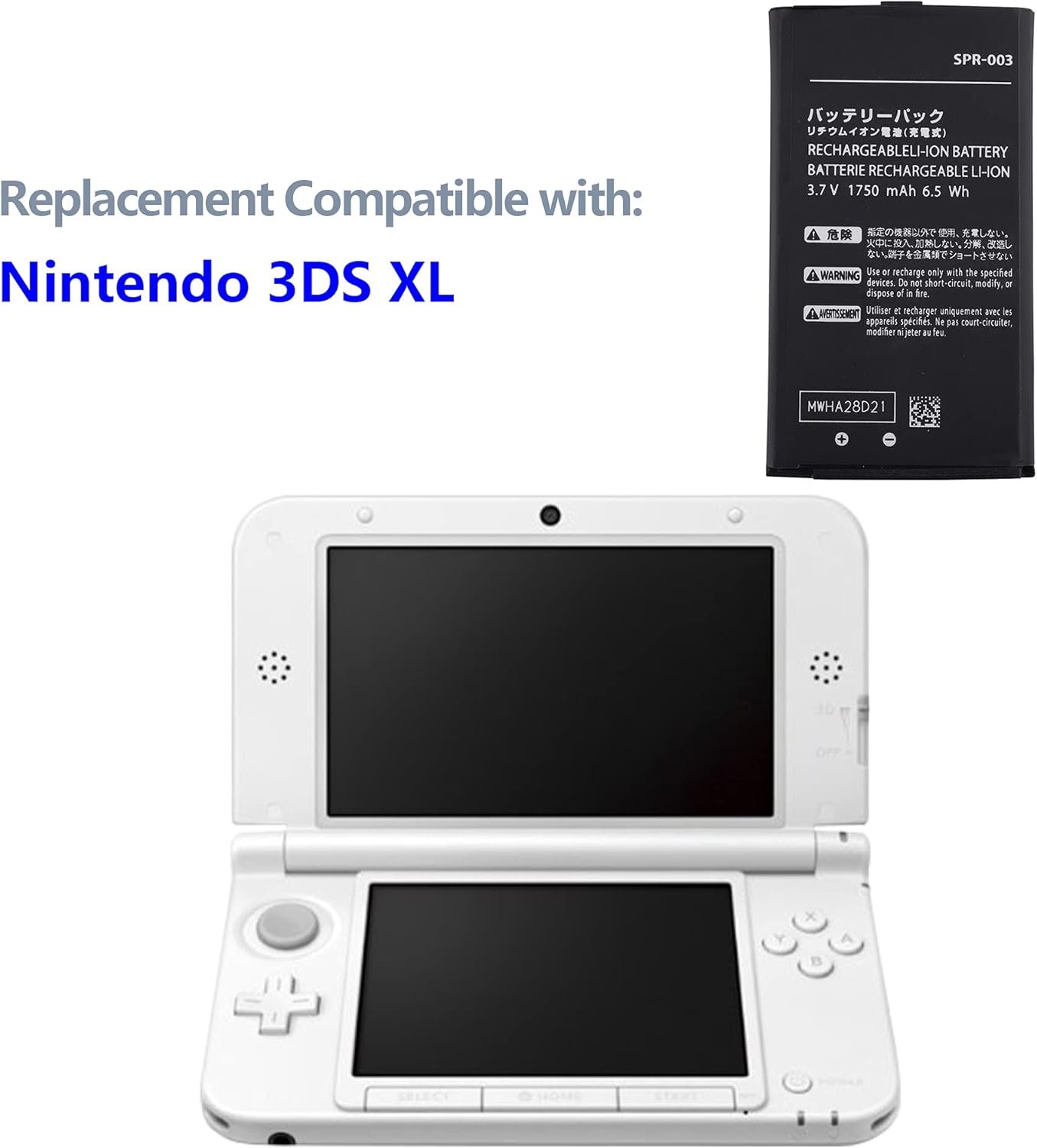 Battery SPR-003 Compatible with DS XL 2015 (SPR-001), 3DS LL, 3DS XL SPR-A-BPAA-CO with Tools