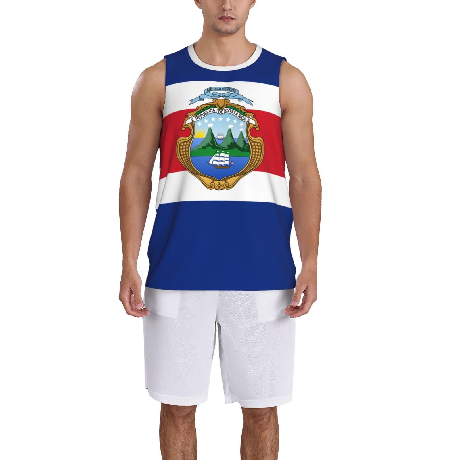 DABOYOZHZH Costa Rica Flag Basketball Jersey Sports Jerseys for Men Running Fitness Training Sleeveless T Shirt