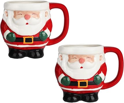 Ceramics Christmas Mugs Set Of 2-17oz Cute Santa Claus Mugs - Christmas Coffee Cup For Coffee Tea Hot Chocolate Xmas Holiday Gifts