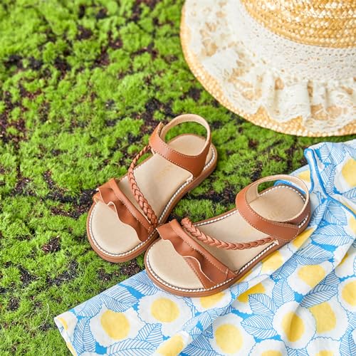 Image of PHIRAMIN Toddler Girl Sandals - Flower Girl Dress Shoes Open Toe Little Kid Flats