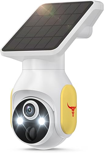 Cámara de seguridad inalámbrica 1080p con panel solar, detección humana inteligente con inteligencia artificial, audio de 2 vías, visión nocturna a