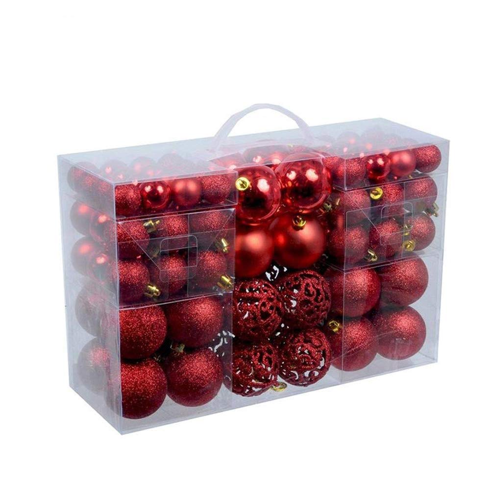 Jmahm Red 100 Pcs Christmas Balls Baubles Ornaments Christmas Tree Decorative Xmas Party Hanging Ball Shatterproof Bauble Pack (Red)