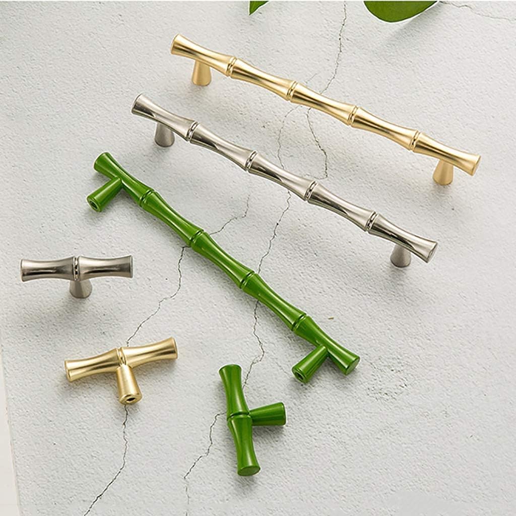 6Pcs Bamboo Shape Solid Zinc Alloy Cabinet Knobs Handle pulls, Dresser Drawer Cabinet Cupboard Closet Door Pull Decorative Furniture Accessories Knobs (Golden, Length 8.7"/Hole Distance 7.6")