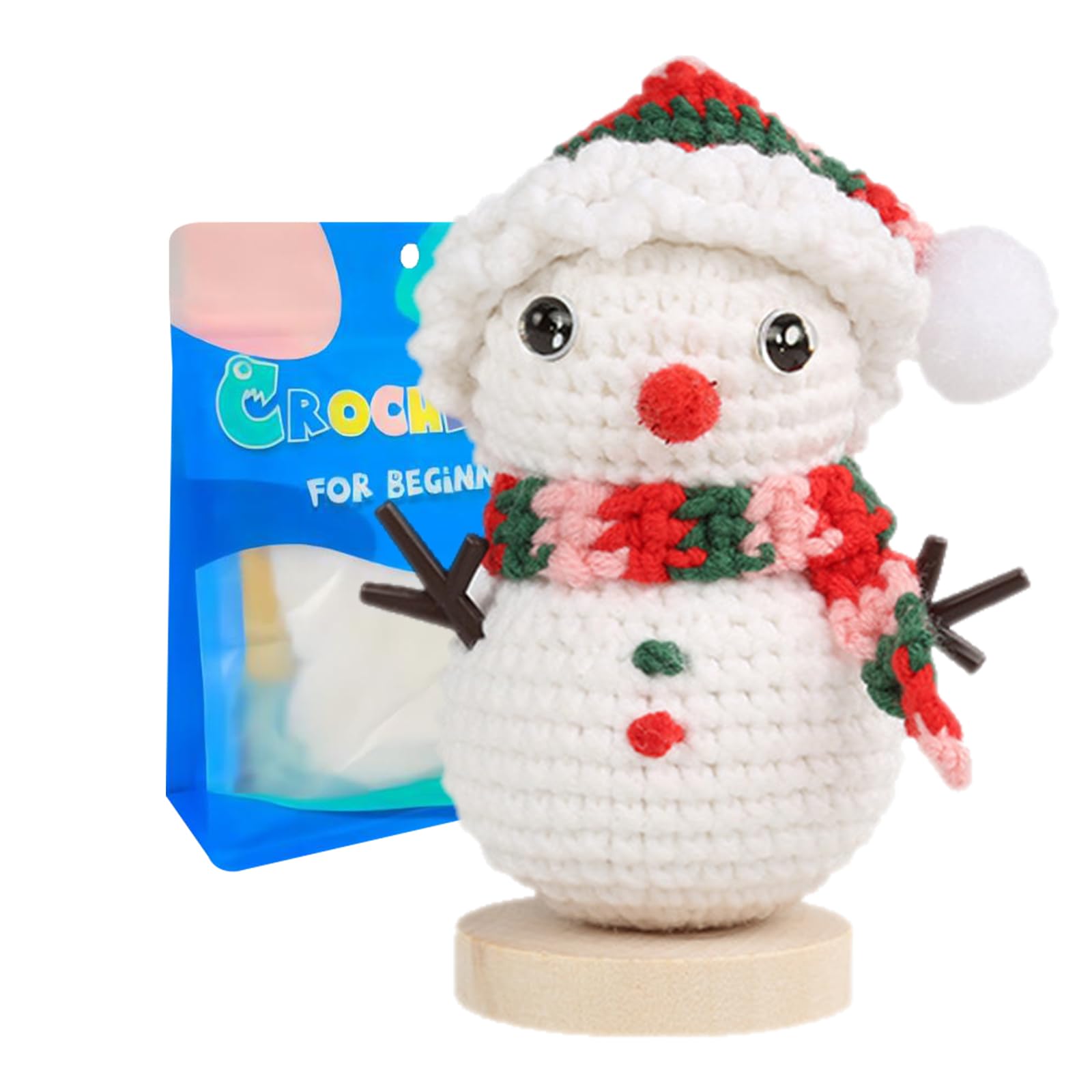 Kit Crochet Débutant Bonhomme De Neige - Complet Avec Crochet, Fils, Outils, Instructions Et Vidéo - Activité Noël, Cadeau DIY