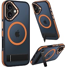Magnetic for iPhone 17 Case with Stand, Compatible with MagSafe, Slim Translucent Matte Military-Grade Drop Protection Phone Case, Cosmic Orange