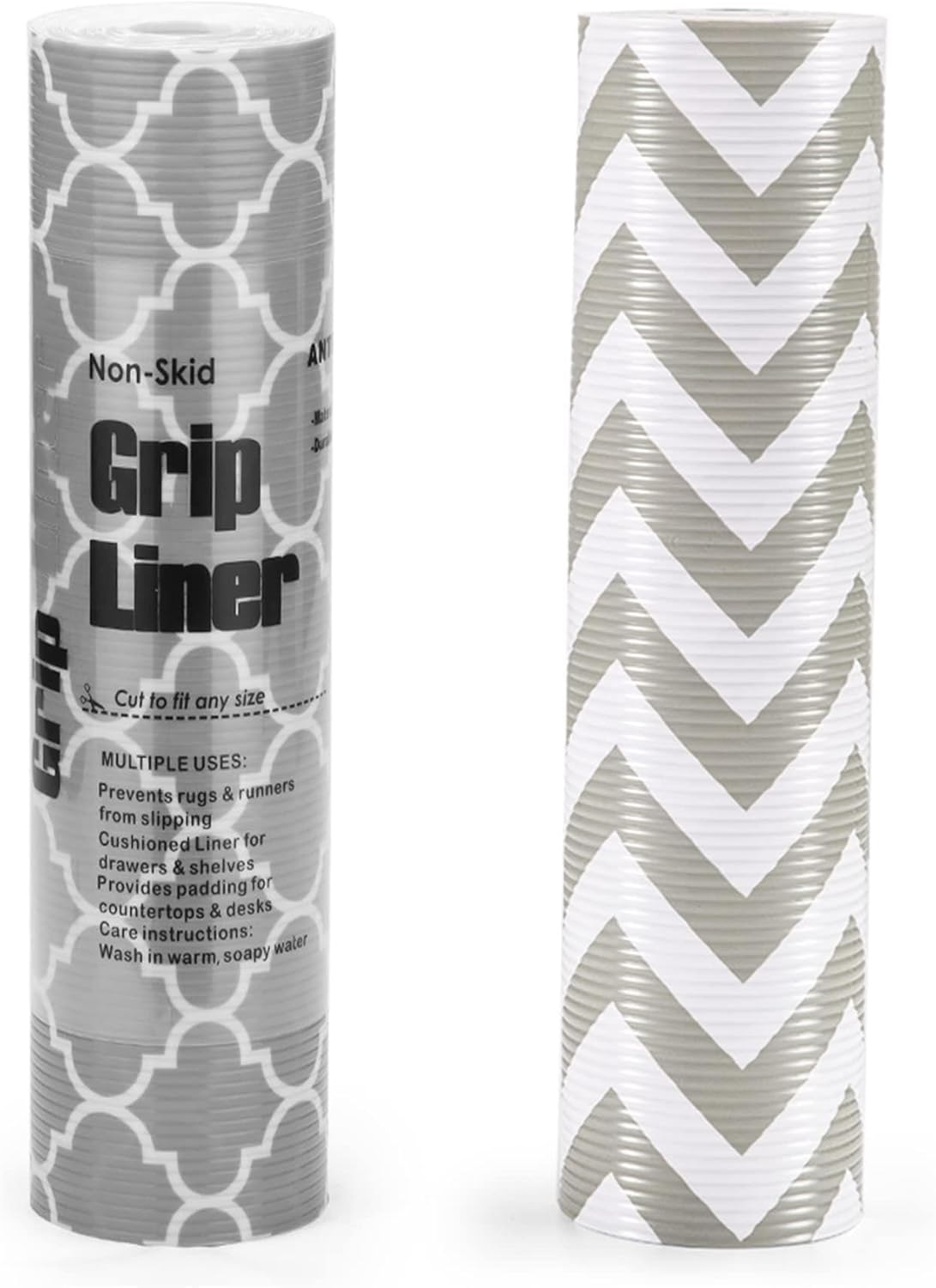 Glotoch 2 Rolls Shelf Liners for Kitchen Cabinets 12” x 20 ft. - Non Adhesive Cabinet and Drawer Liner, Double Sided Non-Slip Durable and Strong, Quatrefoil&Chevron