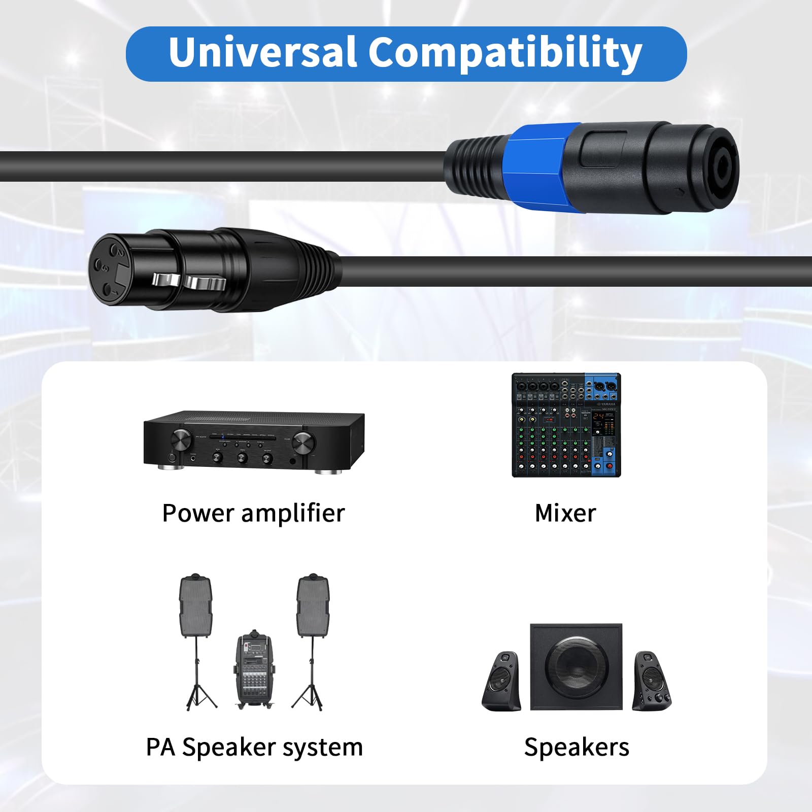 Poyiccot Speakon to XLR Cable 6ft, 3Pin XLR Female to Speakon Female Adapter Cable with Twist Lock for DJ PA Stage Microphone Mic 3 Pin Connection Wiring (Speakon Female to XLR Female)
