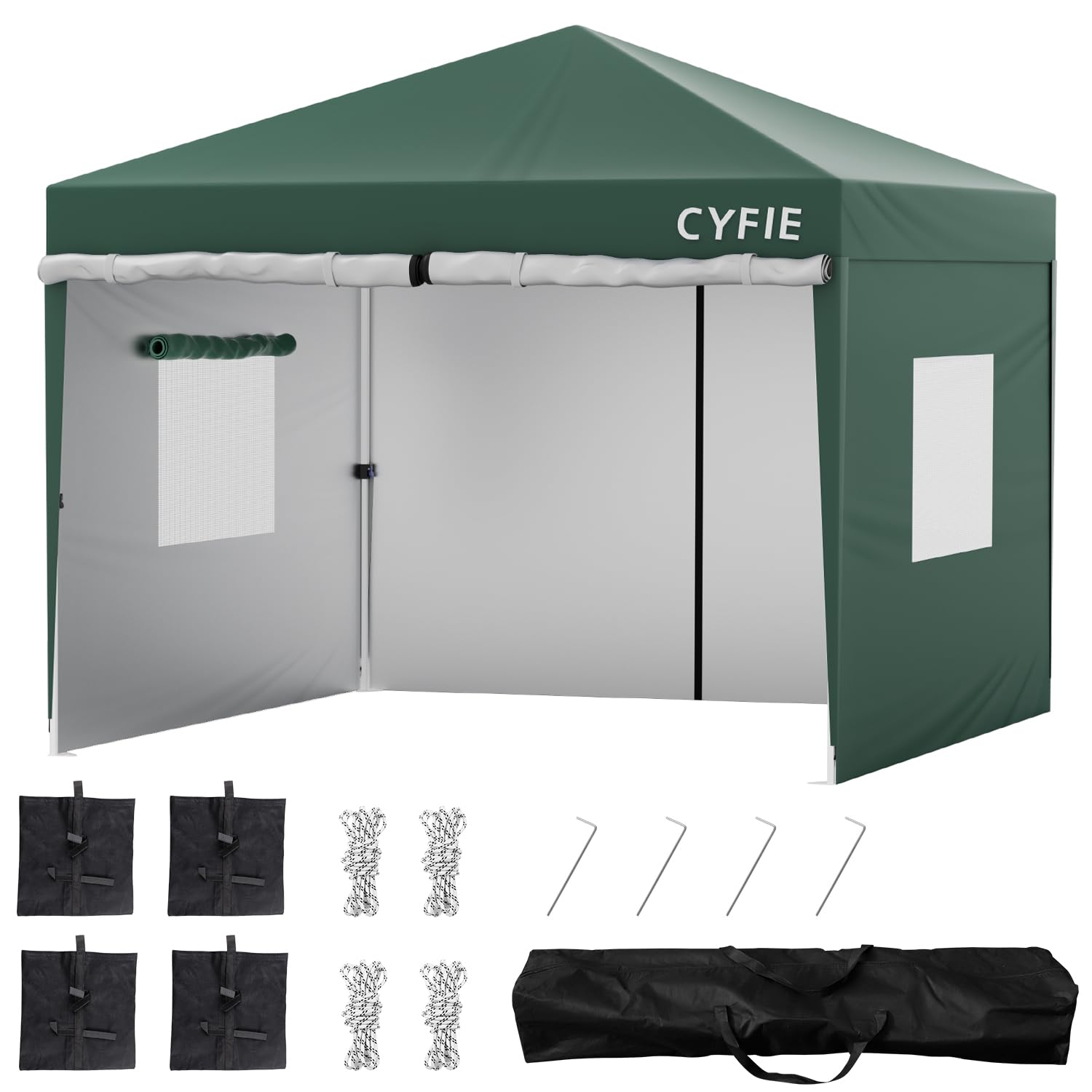 【新品未使用】CYFIEタープテント3m×3m サイドシート4枚付き(グリーン) Amazon | CYFIE タープテント 3m 横幕/サイドシート4つ付