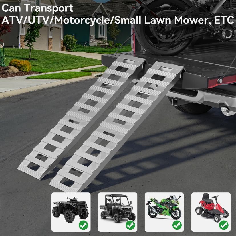 Rampas de aluminio para remolque de 60" x 12", capacidad de carga de 6000 lb, con extremo en gancho, 2 unidades miniatura 4
