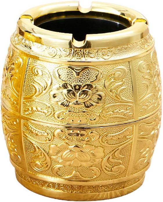 LT Zinc Alloy Ashtray Three - Dimensional Carved Household Ashtray European Living Room (7*9cm) ( Color : Gold )
