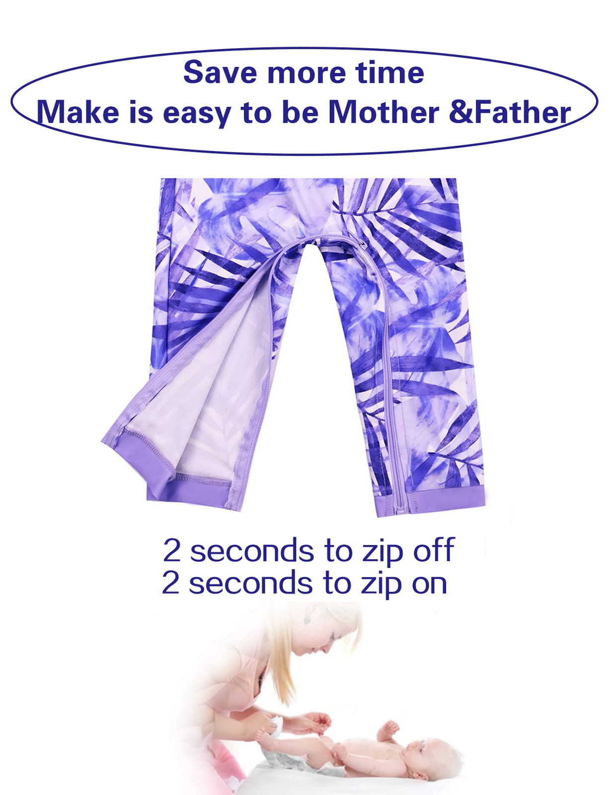 weVSwe Baby Toddler Boy Swimsuit Long Sleeve Baby Swimwear UPF 50+ Sun Protection Rash Guard Swimming Costume with Crotch Zipper 0-3 Years — view 10