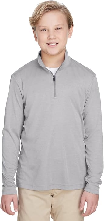 Team 365 Youth Zone Sonic Heather Performance Quarter-Zip L ATHLETIC HEATHER