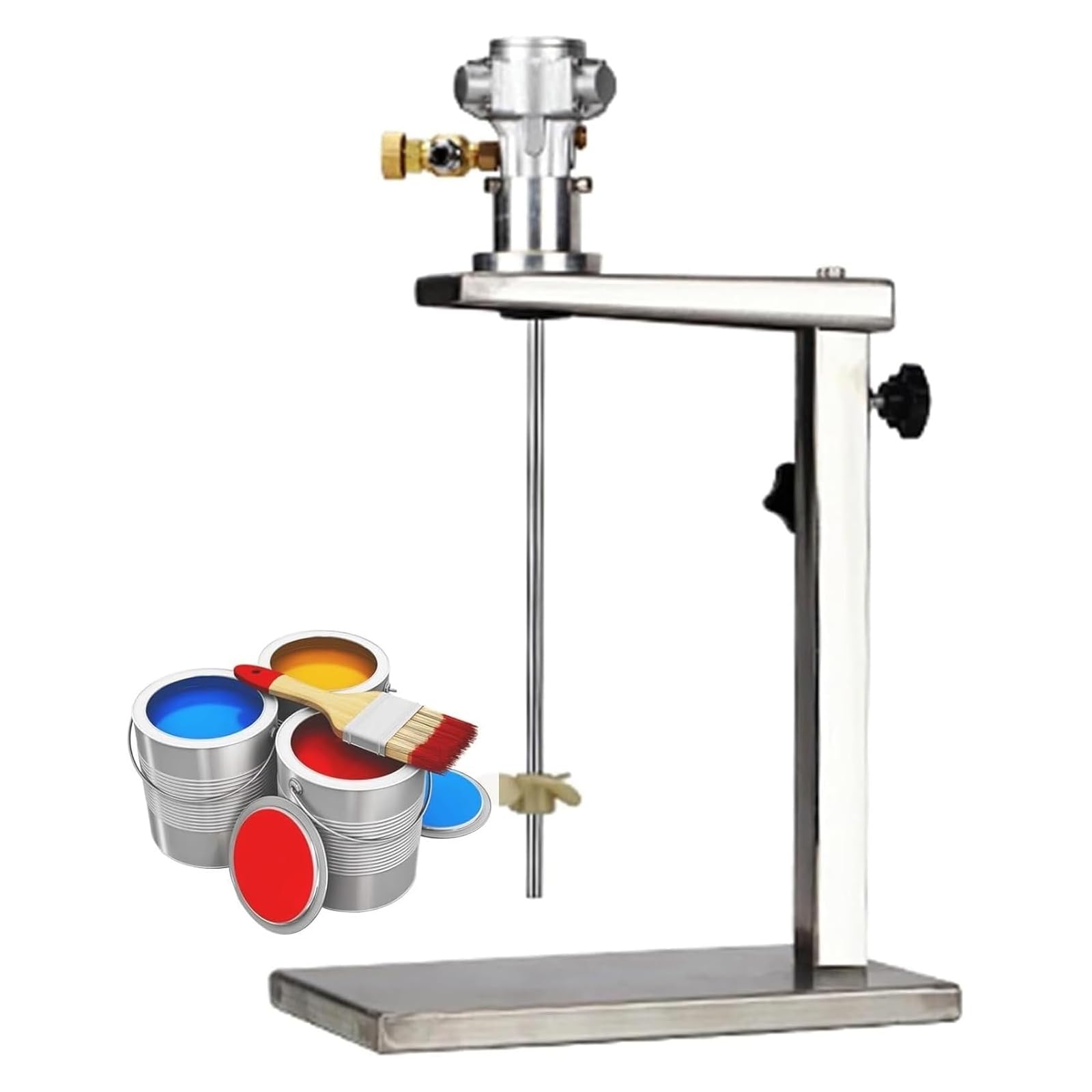 Mezclador de pintura neumático con soporte, agitador de aire de 1/16 HP, 50-3200 RPM, altura ajustable para mezclar resina epoxi, tinta, revestimiento, adhesivos y productos químicos
