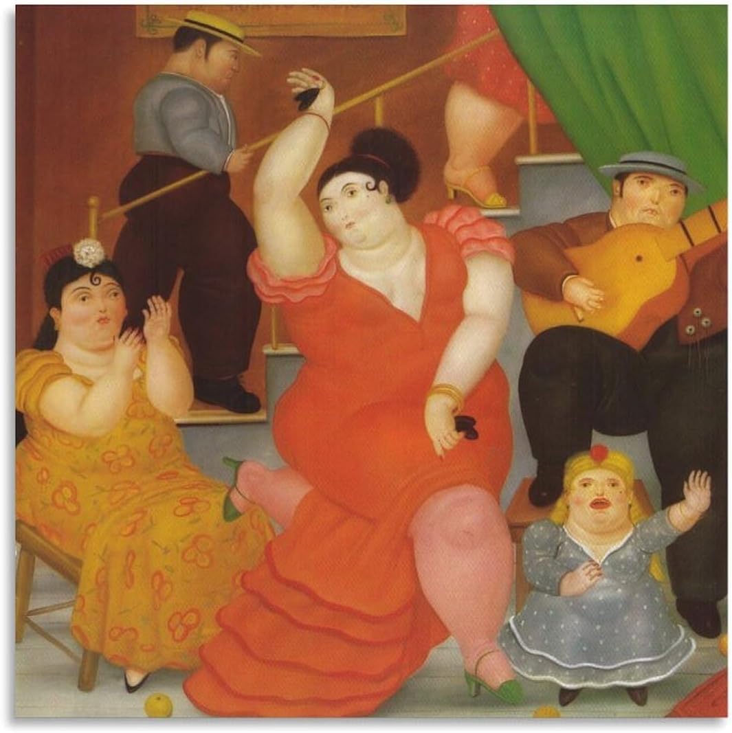 Matvsd Kohecs Fernando Botero Dancing Woman Canvas Wall Art for Living Room, 40x40cm, Unframed