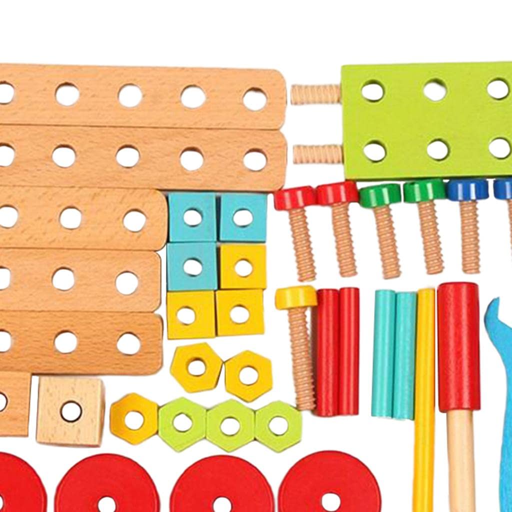 Bloques de Construcción de Madera para Niños, 45/68/138 Piezas, Juegos Creativos, Modelo Eléctrico DIY, Juego de Herramientas de Rompecabezas, Juguete, Style a 45pcs