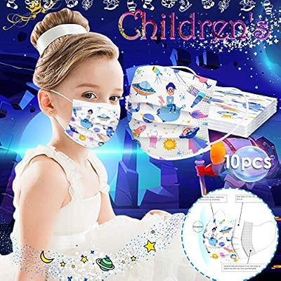 Missli 10 Pcs Kids Disposable Face Masks, 3 Ply Non-Woven and Breathable, Cute Cartoon Face Bandanas Safety Mouth Mask, Anti-Haze Dust, Outdoor Activities Face Protection