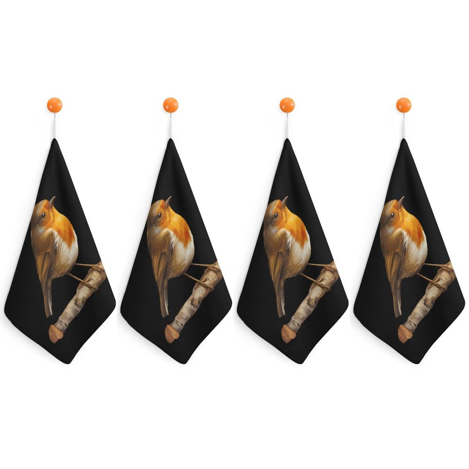 CGSBNGHA Robin Bird on Wood Hand Towel Hanging Face Towels Cleaning Cloths Handkerchief for Bathroom Kitchen