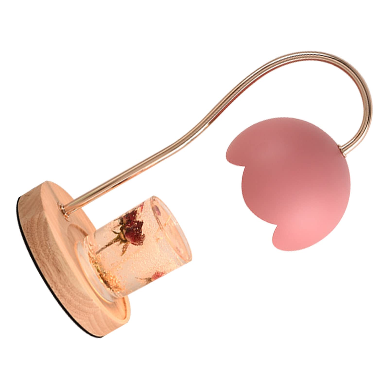ViaGasaFamido Lampe Chauffe-bougie Parfumée Nordic Rose Parfumée Cire Fondante Lanterne Chauffe-bougie Réglable en Métal à intensité Variable avec Base en Bois pour Chevet de Chambre (Rose)