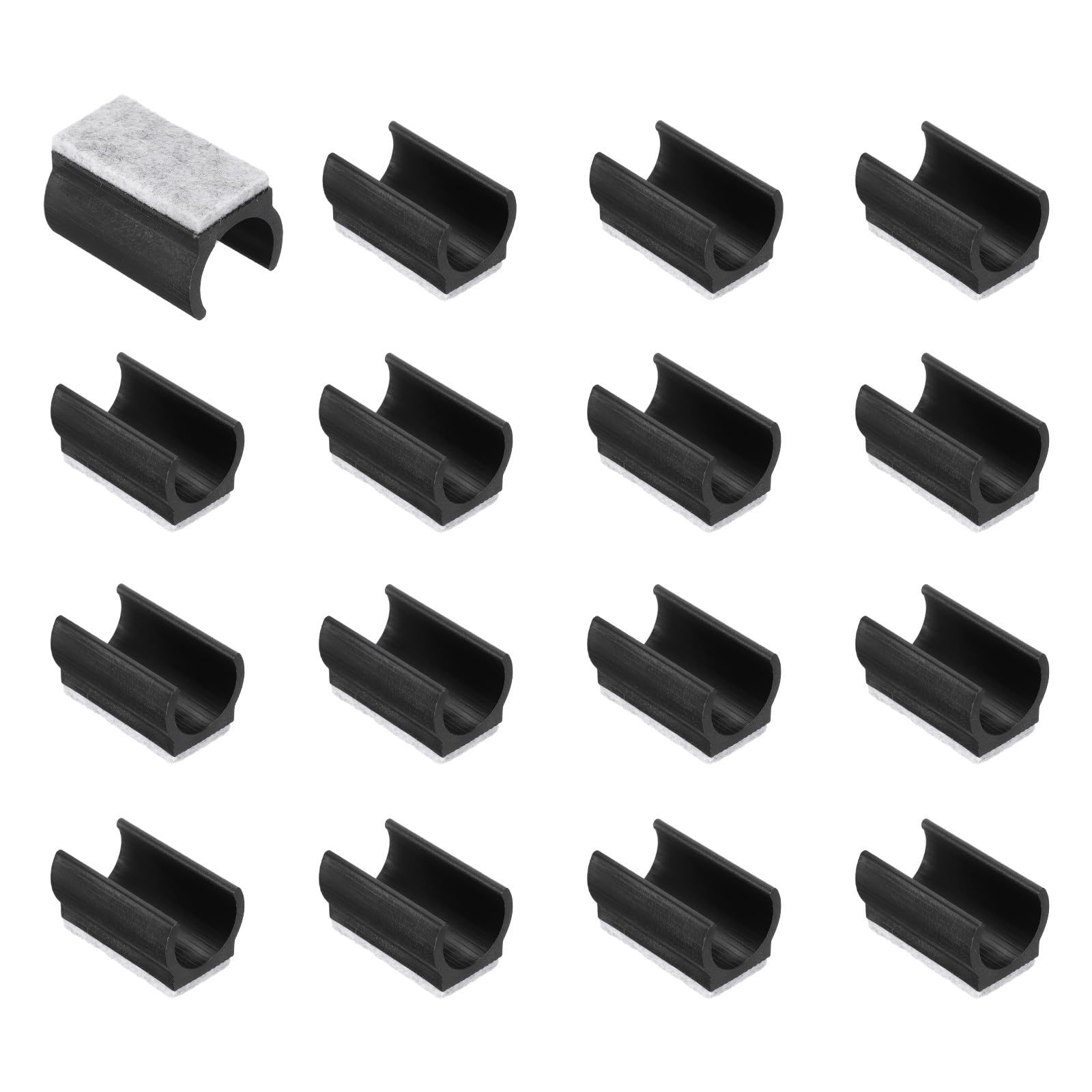 sourcing map 16 Pcs Rectangle U Shaped Chair Leg Caps with Felt Pads, Fit 22mm Dia Tubular Legs, Slide Smoothly Furniture Feet Protectors No Scratches No Noise for Hardwood Floors, Black