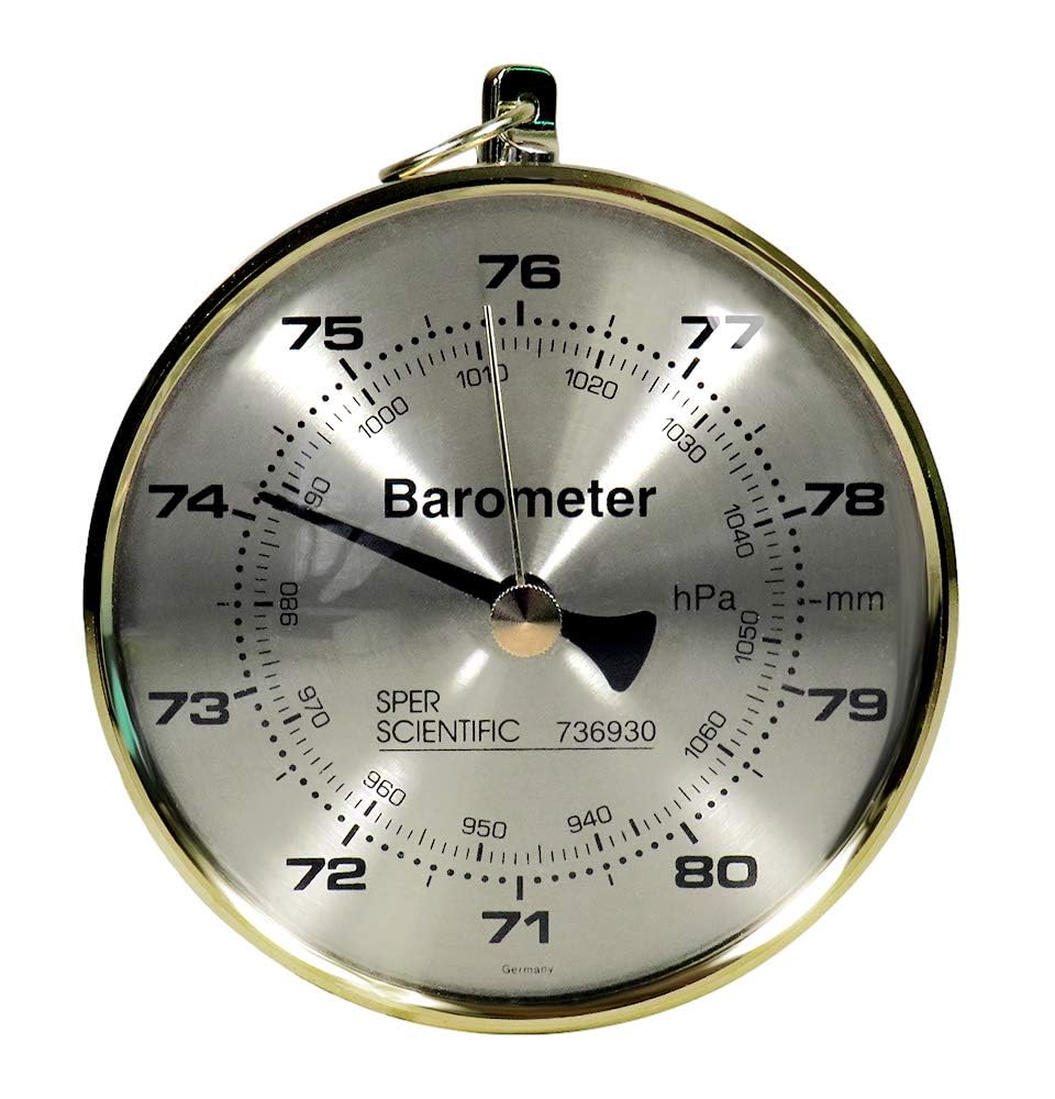 Sper Scientific Dial Barometer 736930 - Compact & Lightweight Dual-Scale Barometer Provides Accurate Readings in hPa and mm - for Classroom, Lab & Industrial Use - 4 pc