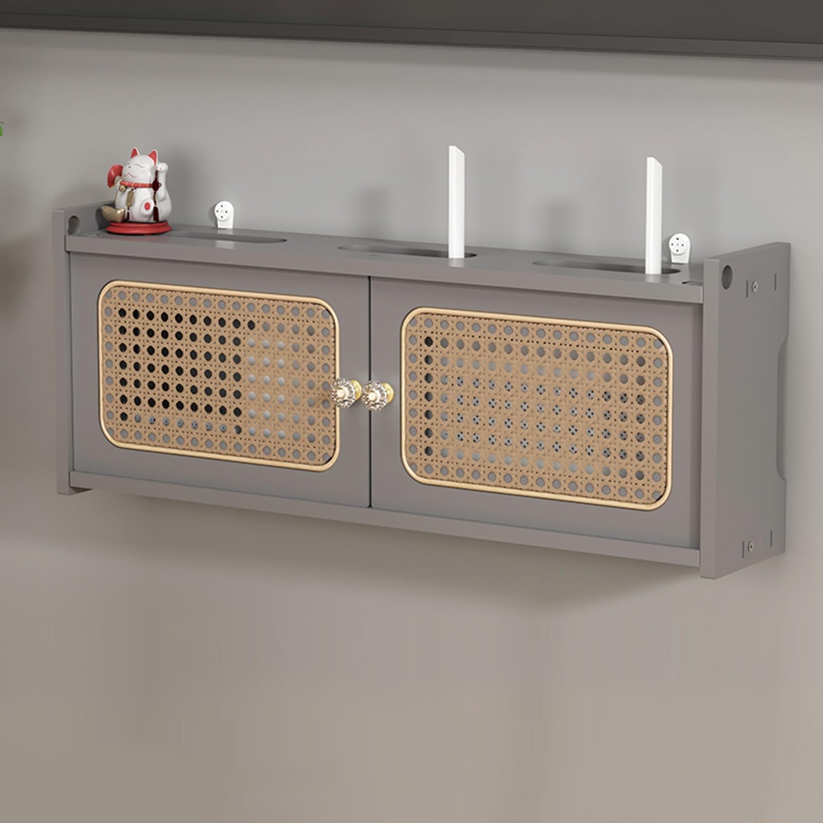 Boîtier mural pour routeur WiFi, armoire de rangement multimédia, multiprise et cache de gestion des câbles pour la maison et le bureau