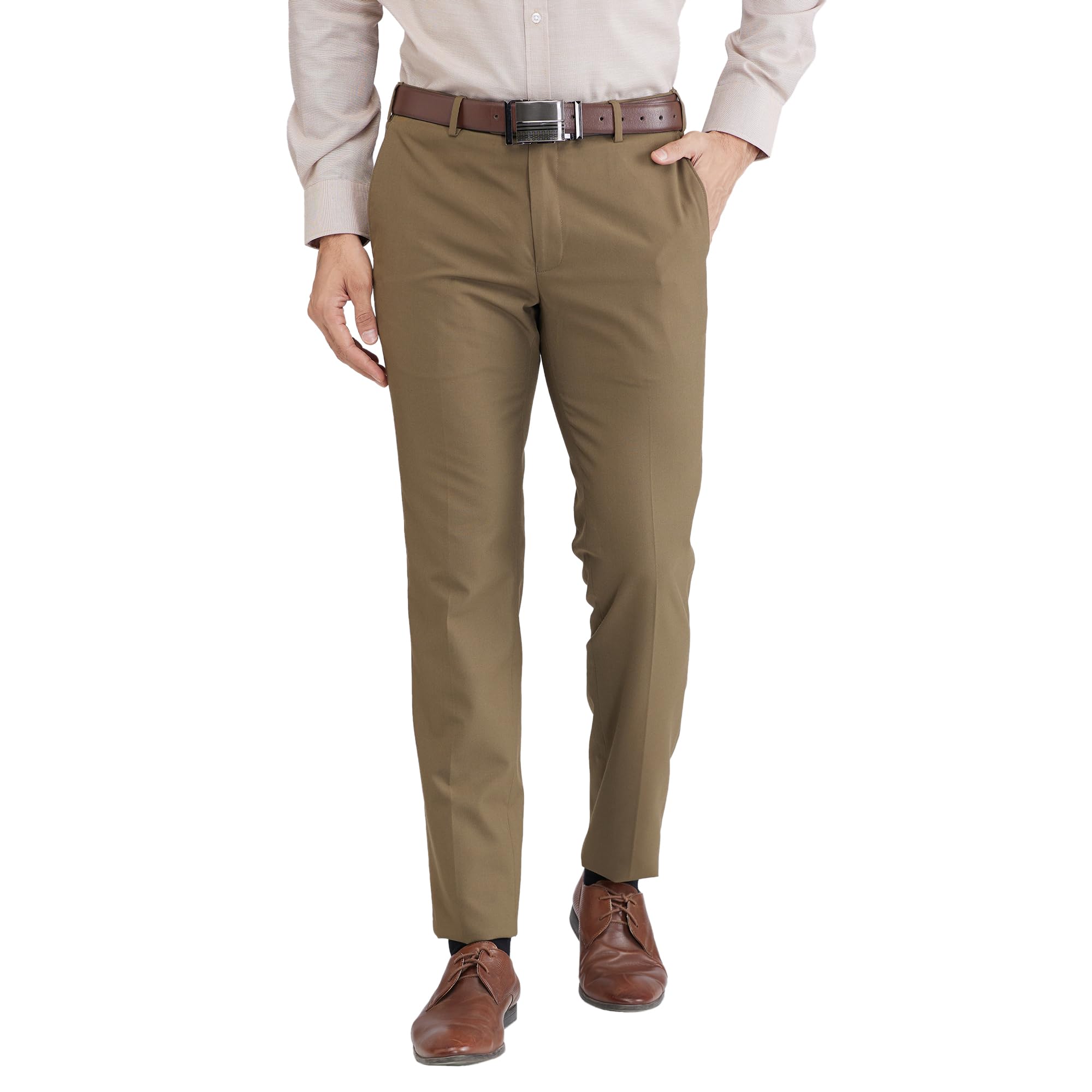 raymond Men's Slim Fit Solid Pattern Poly Viscose Blend Flat Front Formal Trouser-picture-30