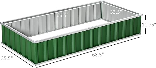 Miniatura 7 de Outsunny Cama de jardín elevada de 5.7 x 3 x 1 pies, maceta de metal galvanizado para verduras, flores, hierbas, color verde