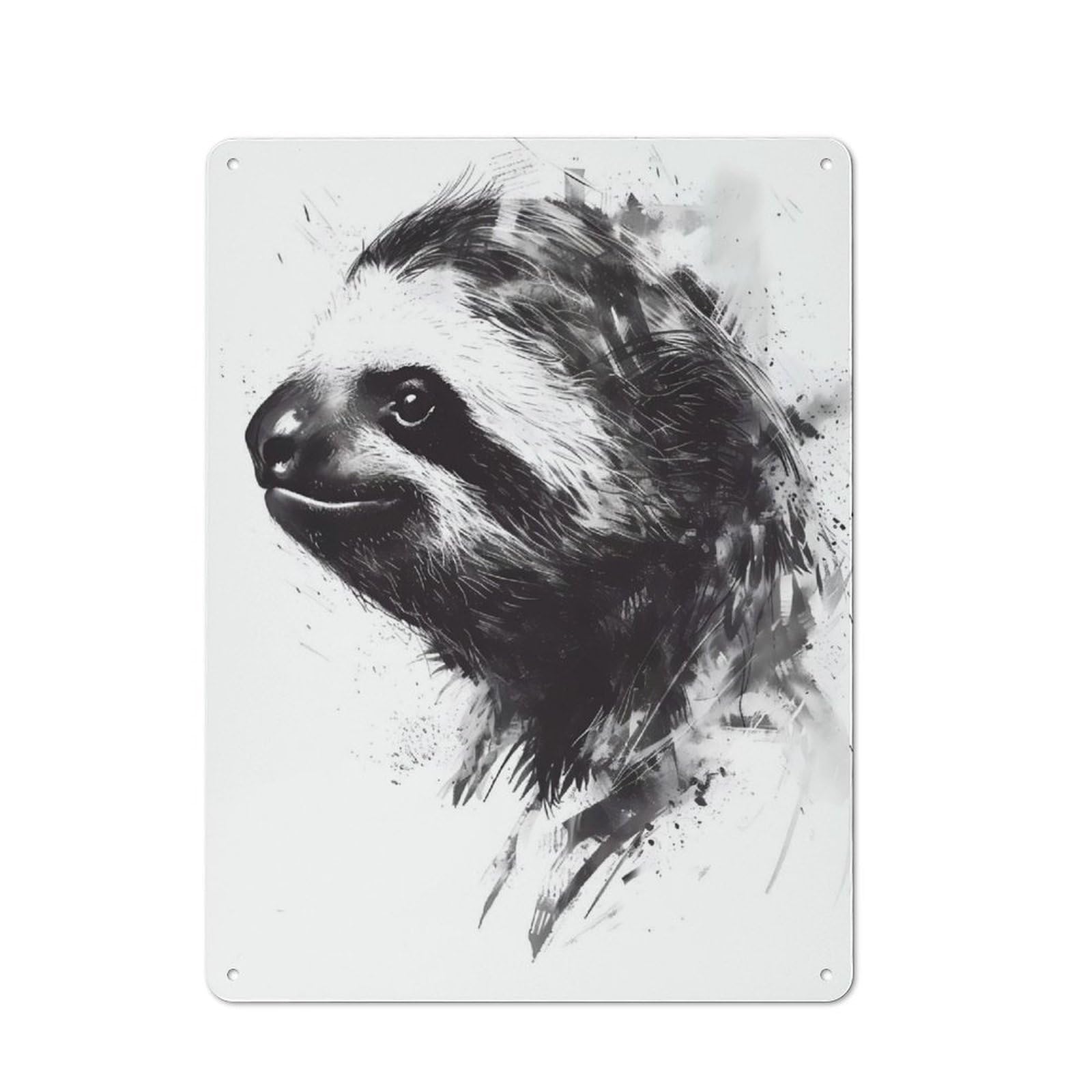 Junmoney Sloth Watercolor Retro Tin Sign 40X30cm For Lounge Or Reading Corner, For Home Wall Decor Collectors