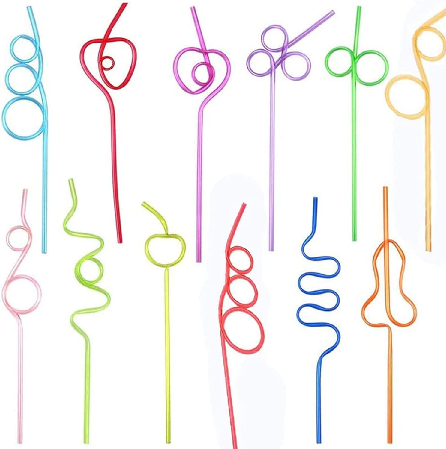 20PCS Colorful Reusable Drinking Straws Crazy Straws Plastic Twirly Loop Straws For Kids, Parties, Carnivals, Fun