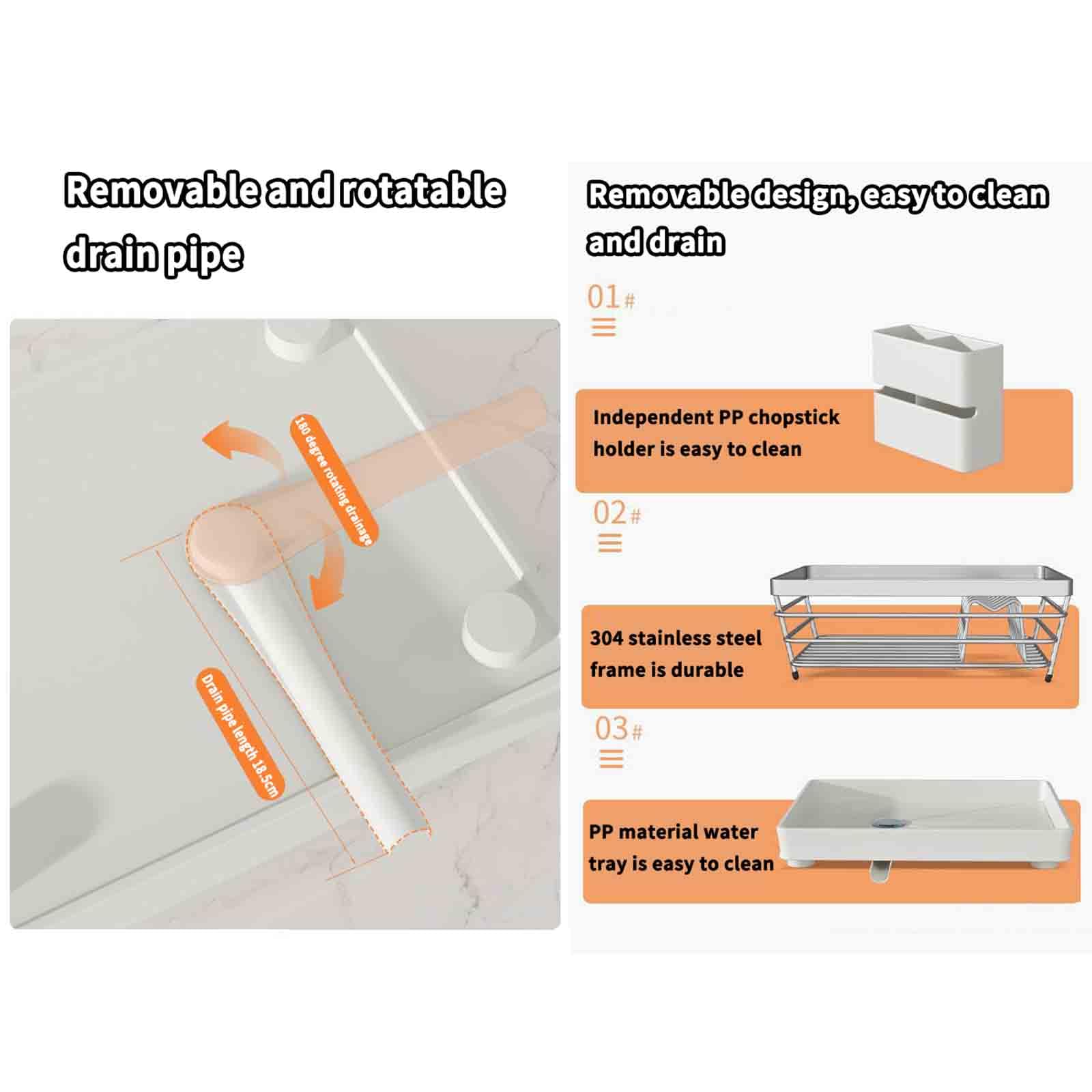 Escurridor de platos de acero inoxidable con bandeja de drenaje para fregadero de cactos, soporte automático para cubiertos de drenaje que ahorra espacio, accesorio de cocina para un fácil secado