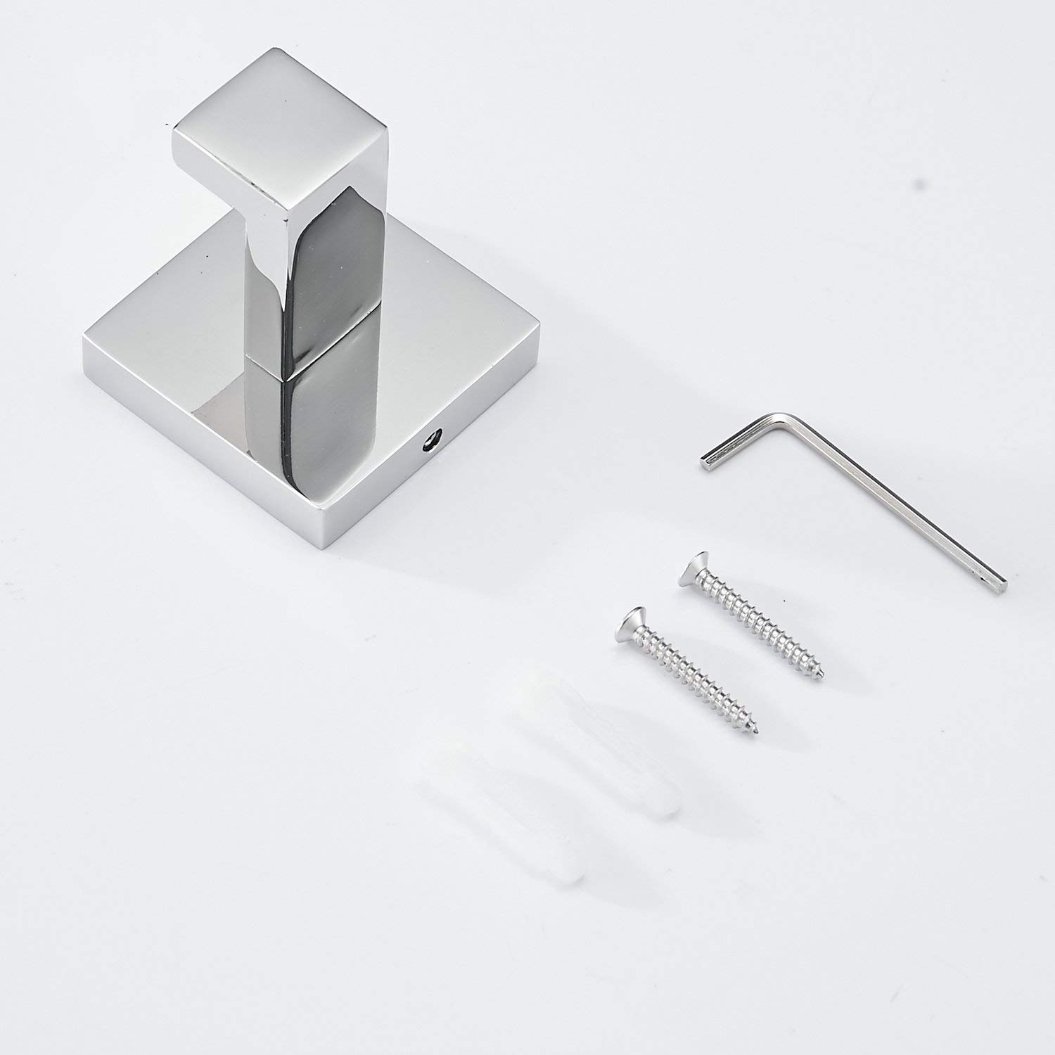 SHUNLI 4 ganchos de toalla para baño, gancho de pared, gancho de pared, gancho de baño, gancho cuadrado resistente montado en la pared (acero inoxidable cromo/SUS304)