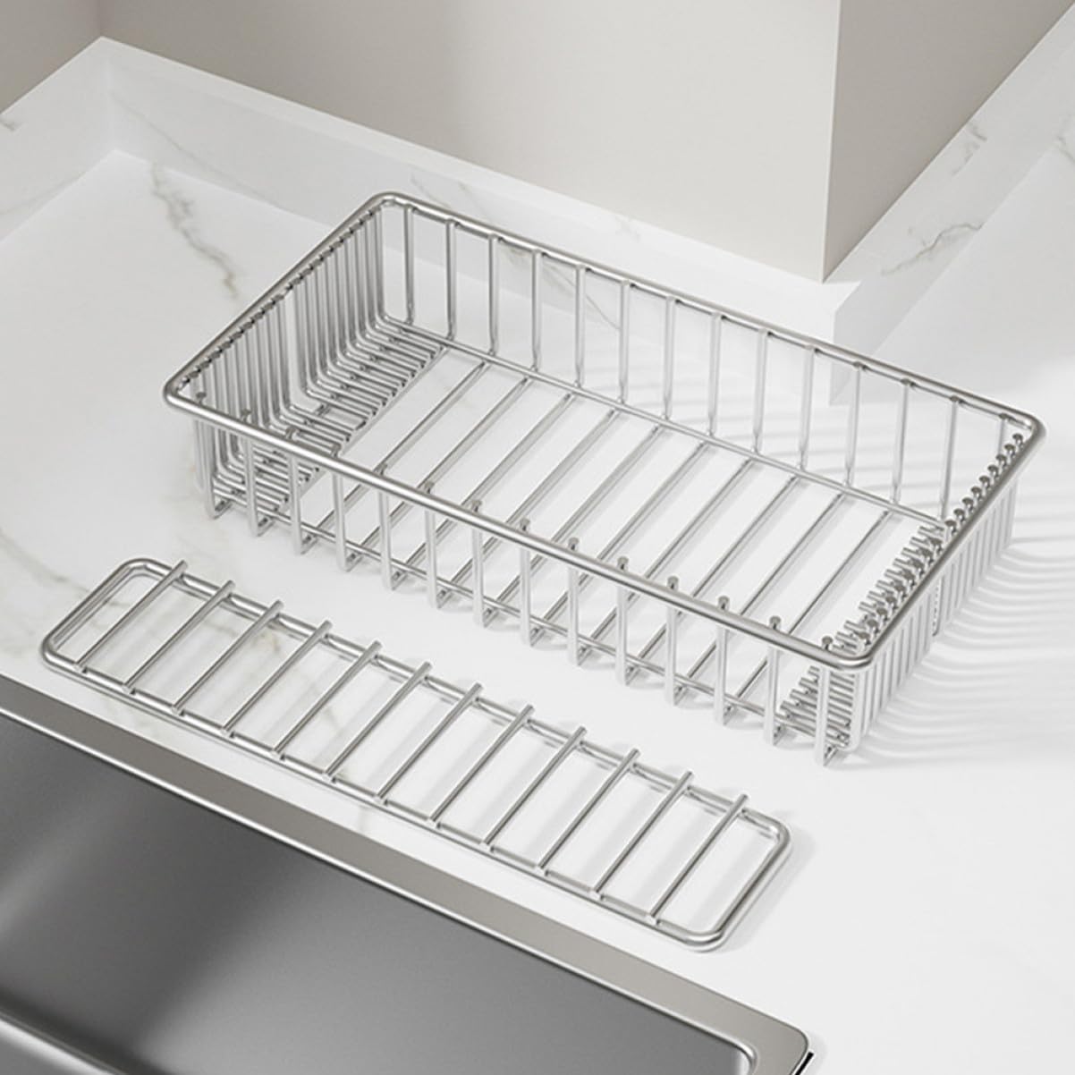 Cabilock 2pièces Panier Égouttoir pour Lave-Vaisselle Acier Inoxydable Panier à Couverts Porte-ustensiles Organisateur pour Ustensiles de Cuisine