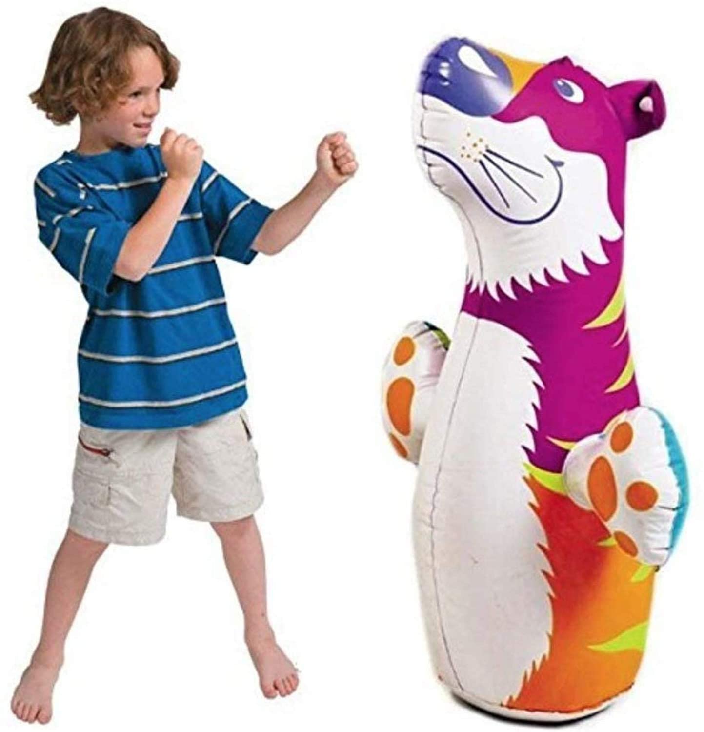 NELSTRAB:- Tiger Hit Me Inflatable Toy for Water Filled Base BOP for Toddlers PVC Punching Bag for Kids(Multi Color)(1 PIS) - Image 5 thumbnail