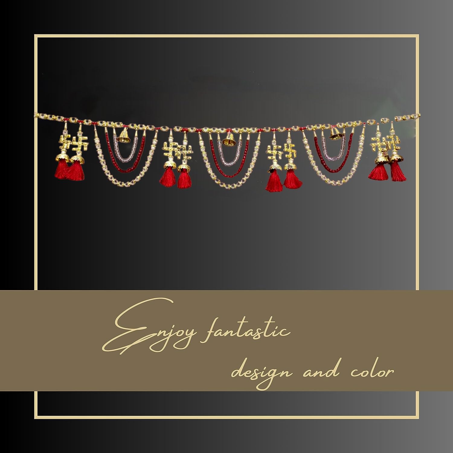 JIBARO Multicolour Fabric, Beads, Decorative Elements Garland - Straight Decorative Hanging - Pack of 1 1
