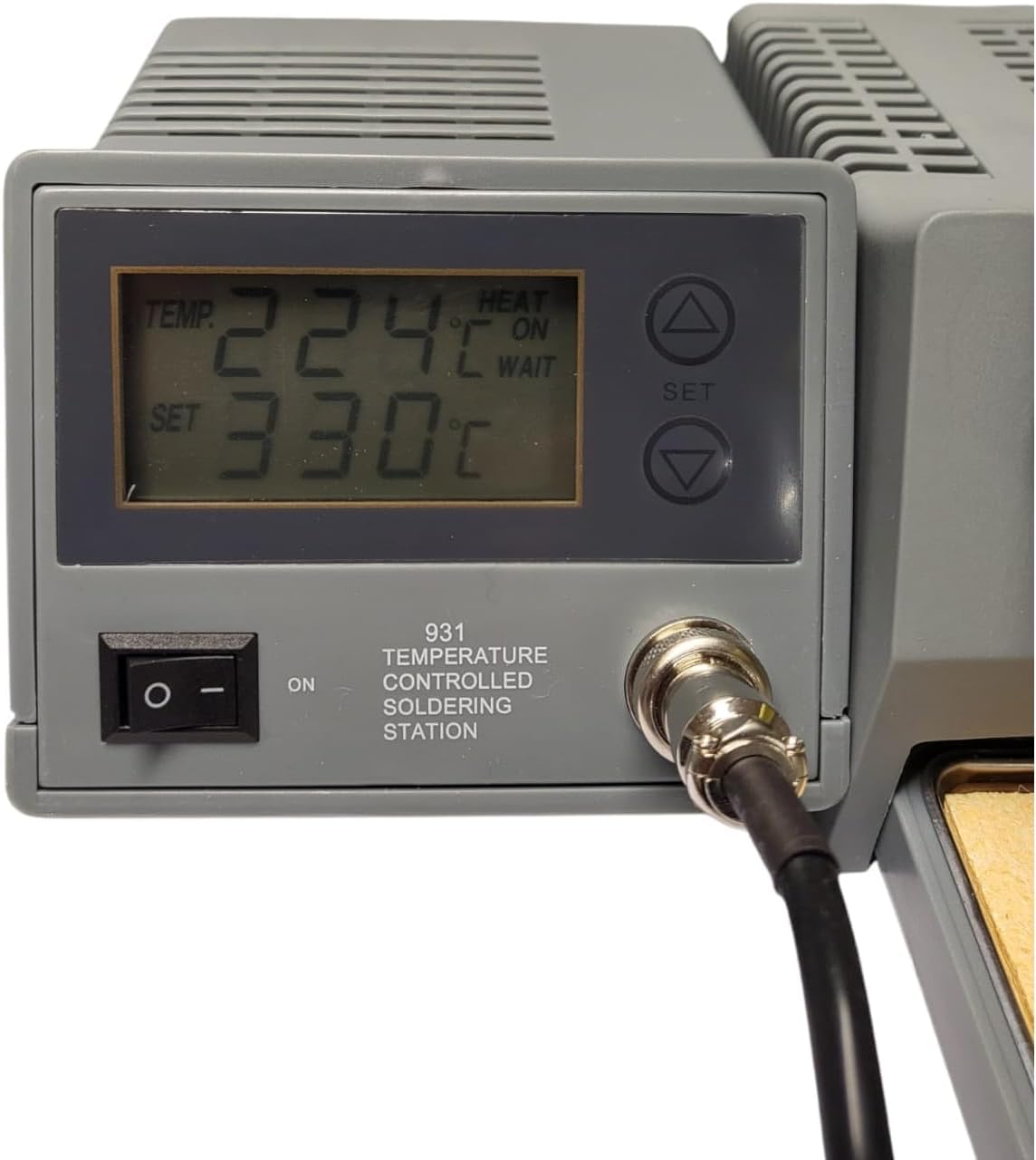 Stazione Saldante Elettrica Professionale AN-931+ Kit 4 Punte Assortite con Display Digitale Temperatura Regolabile 150-450°C Spugna 48W 220-240V di Saldatura Dissaldante Alta Qualità ANFEL